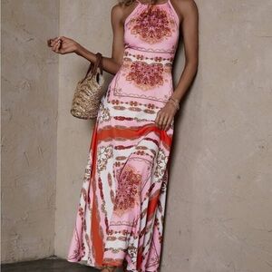 Emery Rose summer, pink and red print dress